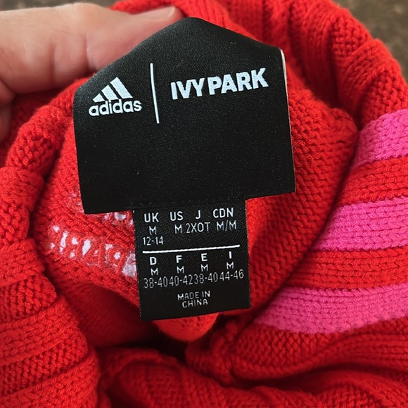 ADIDAS IVY PARK LADIES RED PINK TURTLE NECK SWEATER-M - Picture 7 of 10